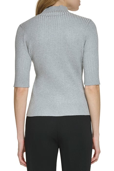 MOCKNECK RIB KNIT FLNT HTHR/IVRY 2