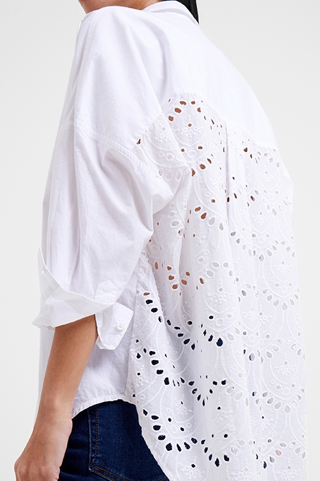 APPELONA BRODERIE ANGLAISE BACK POPOVER SHIRT LINEN WHITE 3