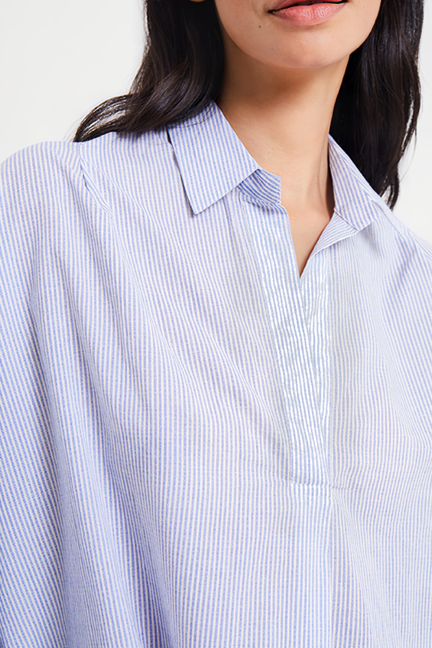 RHODES POPLIN STRIPE POPOVER SHIRT BLUE/WHITE 3