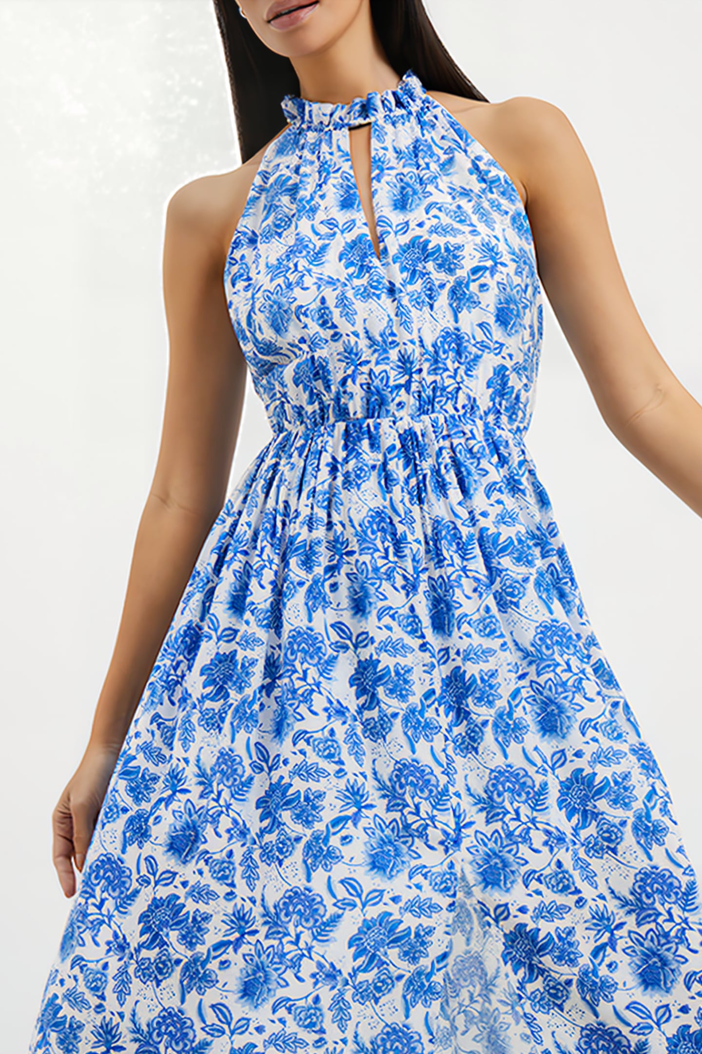 COSETTE ELANI FARON KEYHOLE DRAPE DRESS BAJA BLUE 3