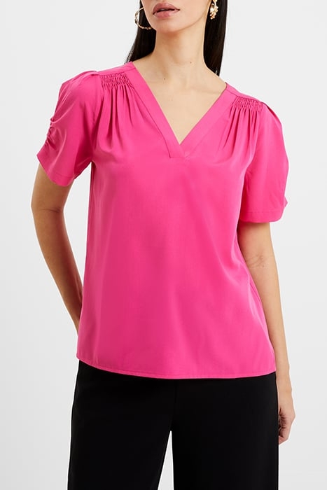 CREPE LIGHT V NECK TOP FUCHSIA 1