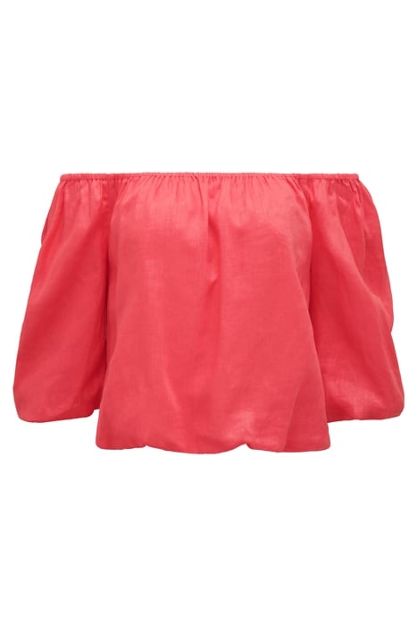 GISELLE LINEN BARDOT TOP HOT RASPBERRY 4