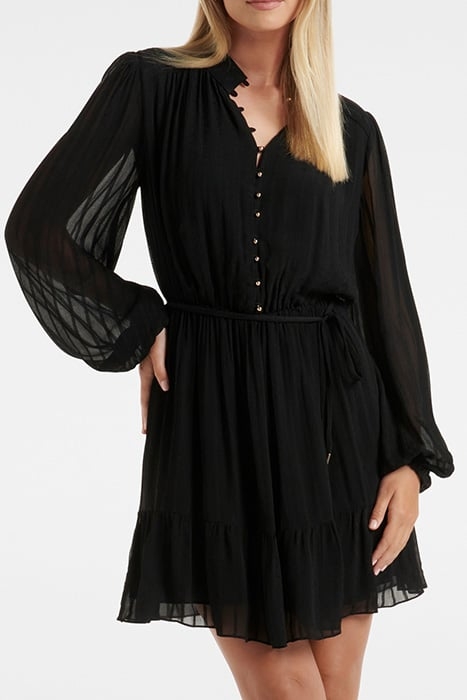 EDITH TEXTURED SKATER DRESS BLACK 1