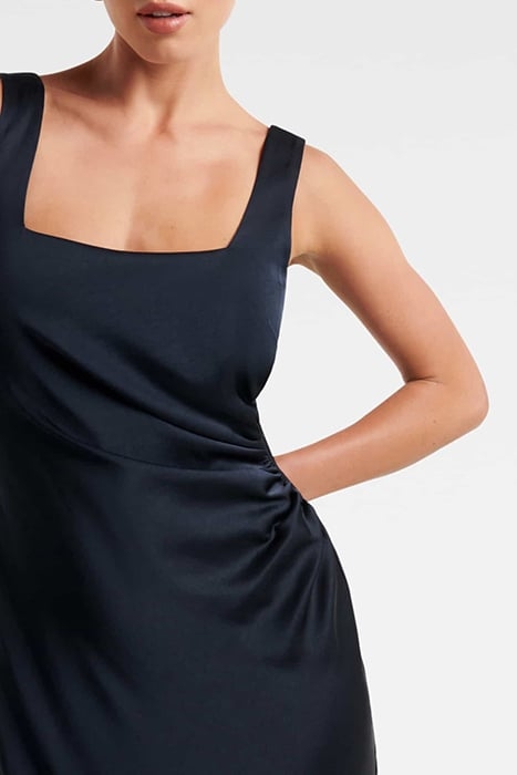 WINNIE SQUARE NECK RUCHED MIDI NAVY 5