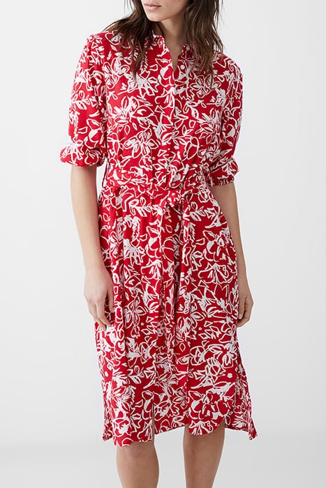FAYOLA SHIRT DRESS MIDI POPPY/WHITE 4