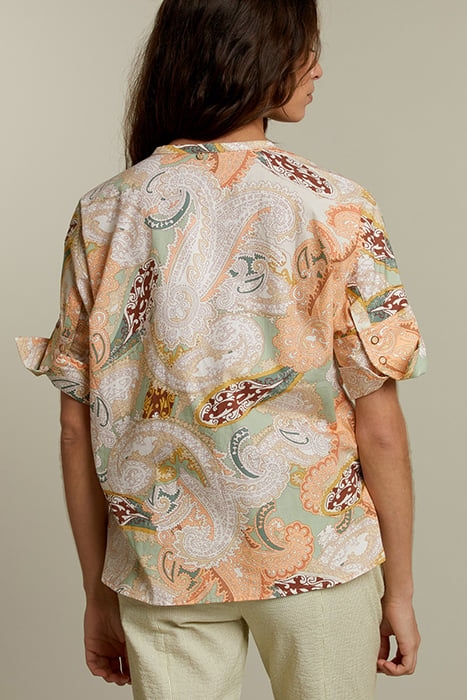 PASTEL PAISLEY COLLARLESS SHIRT 2