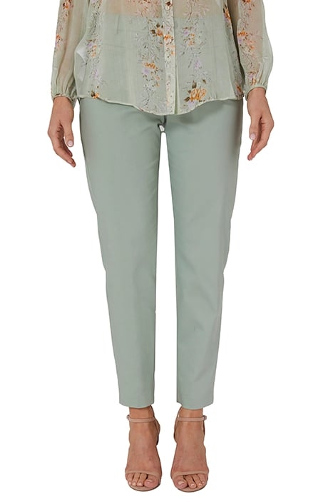 COMPACT COTTON SLIM TROUSERS LIGHT GREEN 7