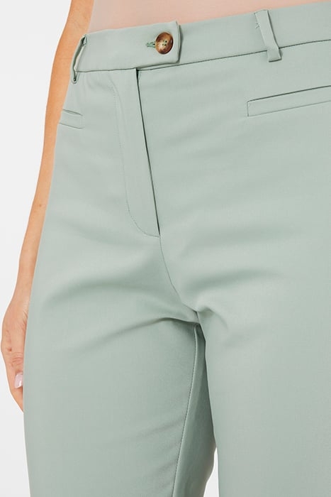 COMPACT COTTON SLIM TROUSERS LIGHT GREEN 5