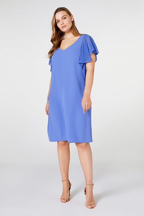 ELEGANT DRESS WITH FLOUNCED SLEEVES DARK BLUE 2