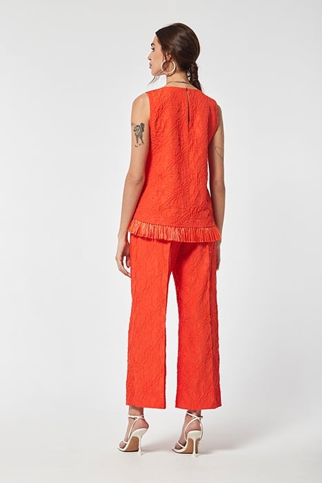 TEXTURED FABRIC JACQUARD CARAU TOP RED ORANGE 3