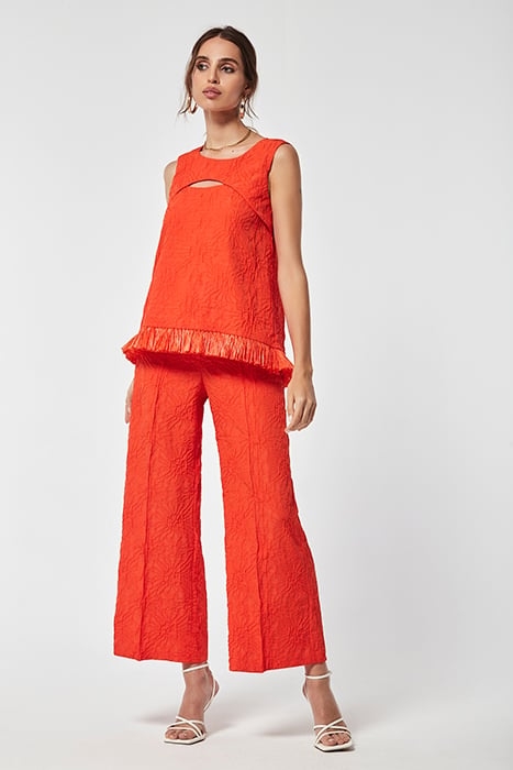 TEXTURED FABRIC JACQUARD CARAU TOP RED ORANGE 4