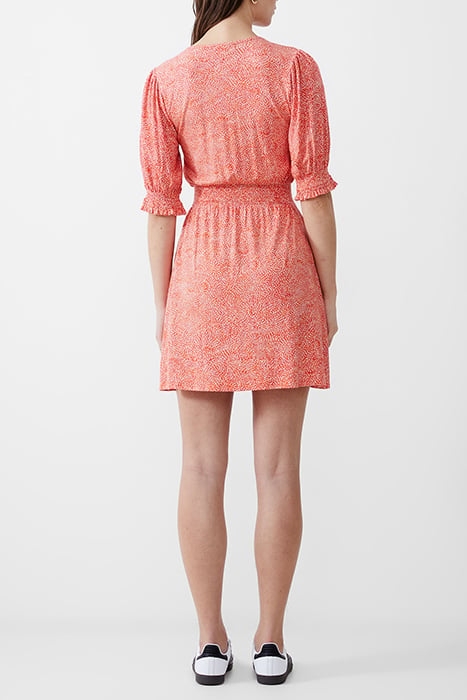 BERNICE SHIRRED DRESS SHORT MANDARIN/SEAPINK/IVR 3
