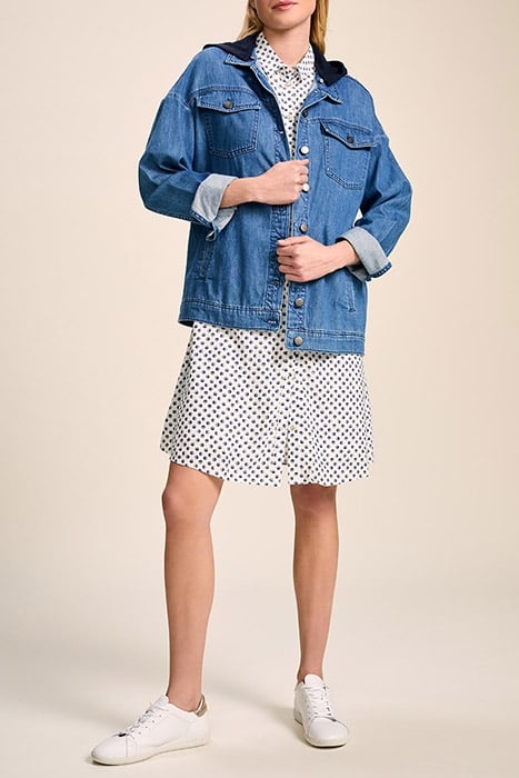 RISE - OFF WHITE SHIRT DRESS WITH GRAPHIC POLKA DOT PRINT 3