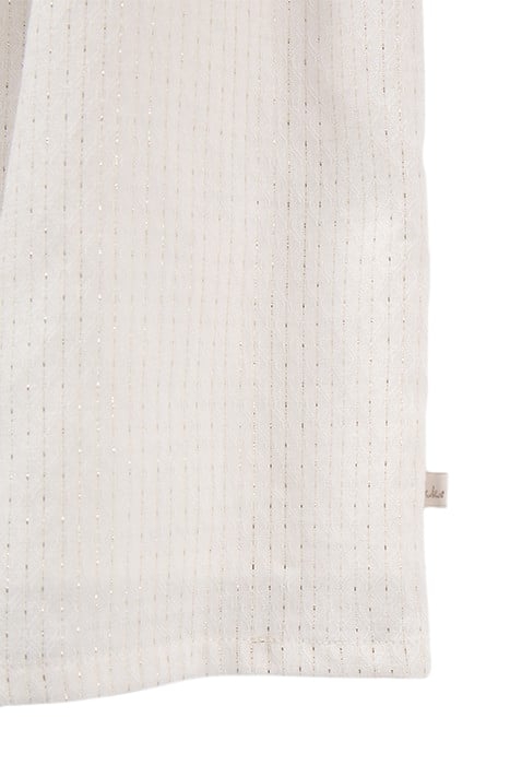 GIRL'S WHITE JACQUARD DRESS WITH GOLD STRIPES 8