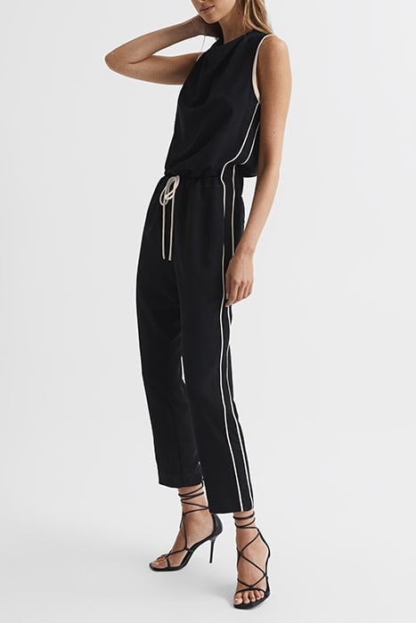 TAYLA-SIDE STRIPE JUMPSUI BLACK/WHITE 5