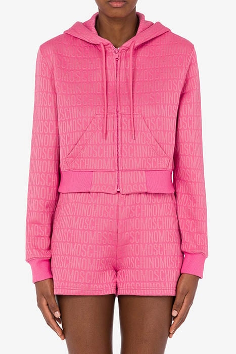 ALLOVER LOGO SHORT SWEATSHIRT FUCHSIA 1