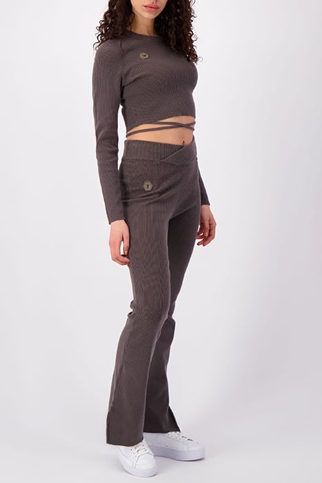 RIB FLARE PANTS BROWN 3