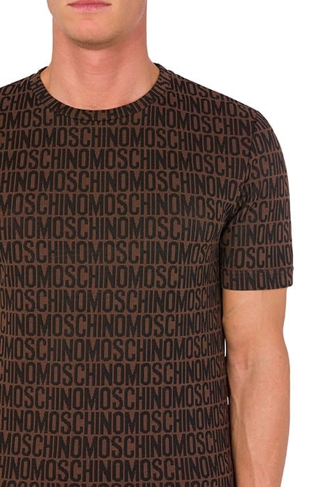 ALLOVER LOGO JACQUARD JERSEY T-SHIRT BROWN 4