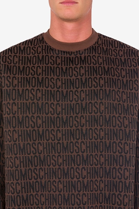 ALLOVER LOGO JACQUARD SWEATSHIRT BROWN 4