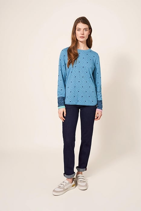 CAIE PRINTED TEE TEAL PRINTED 3