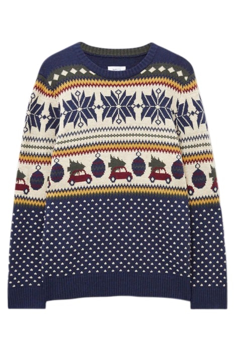 NOVELTY FAIRISLE CREW NAVY 4