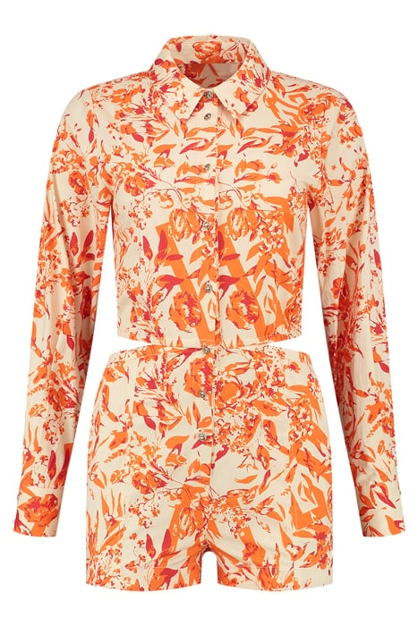REINA FLOWER PLAYSUIT CREAM/SUN ORANGE 1