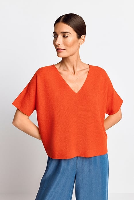 FINEGAUGE SEAMLESS PULLOVER GRS CHERRY TOMATO 1