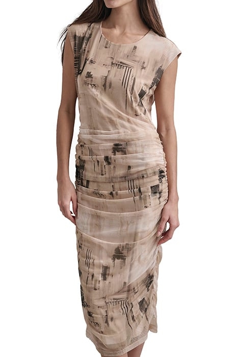 S/S PRINT MESH DRESS IVO/SNDLWD MLT 1