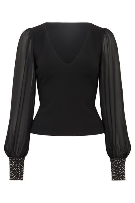 CONSTANCE RHINESTONE CUFF TOP BLACK JERSEY 4