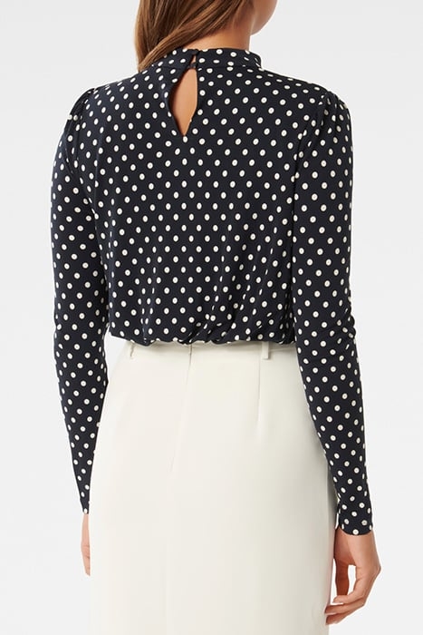BEATRICE MOCK NECK CREPE BLOUSE CANTERBURY SPOT 2