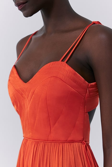 ORANGE ASYMMETRIC LONG DRESS WITH LOW-CUT BACK 4