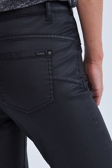 BLACK COATED HIGH-WAIST SCULPT-UP SLIM JEANS 5