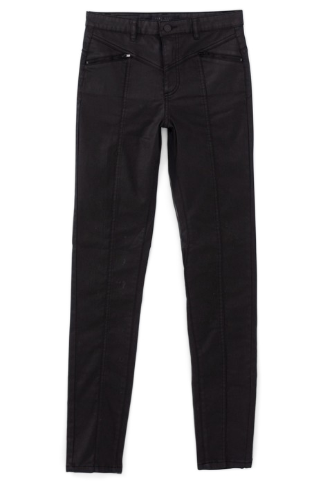 BLACK COATED HIGH-WAIST SCULPT-UP SLIM JEANS 4