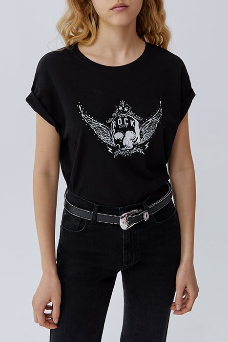BLACK WINGED SKULL IMAGE T-SHIRT 1