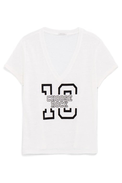 ECRU LINEN KNIT SLOGAN T-SHIRT 4