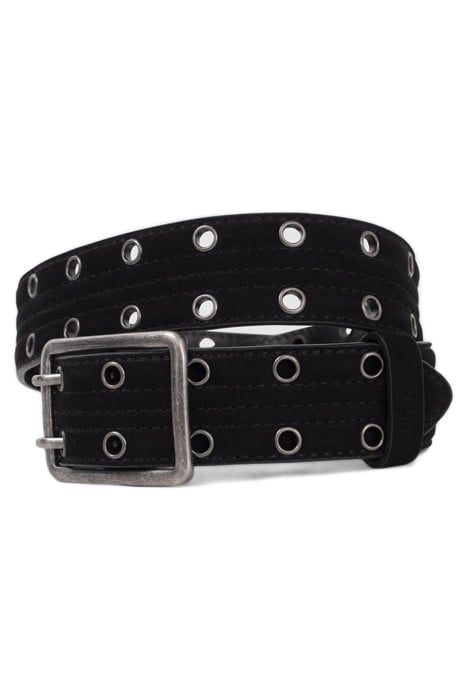 BLACK QUILTED SUEDE BELT WITH EYELETS 3