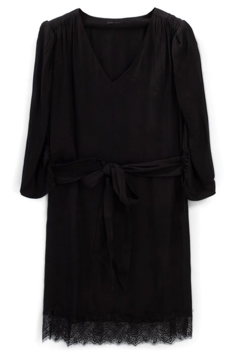 BLACK OPTICAL POLKA DOT MOTIF JACQUARD DRESS 4