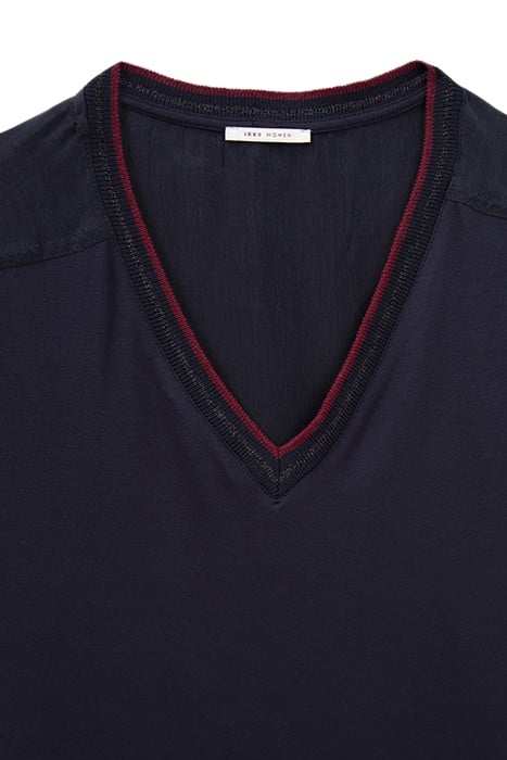 NAVY T-SHIRT WITH NAVY STRIPED RIBBING 6