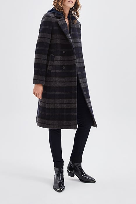 GREY CHECK LONG COAT 6
