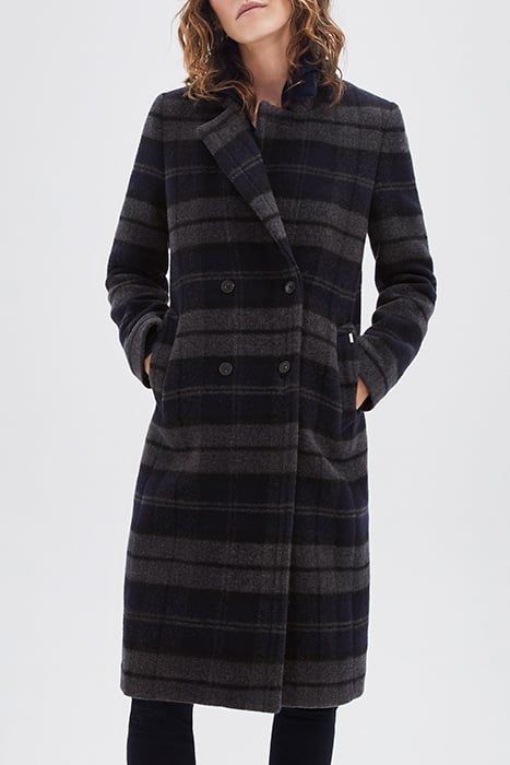 GREY CHECK LONG COAT 1