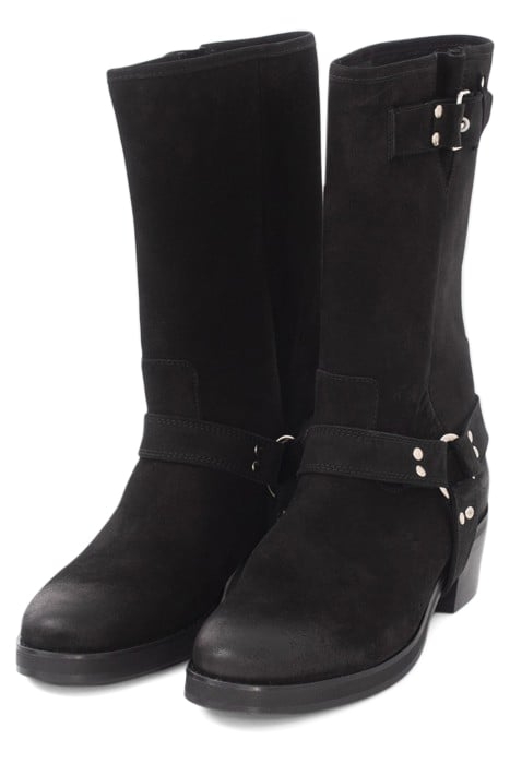 BLACK SUEDE BIKER-STYLE BOOTS 3