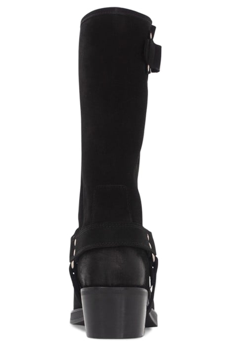 BLACK SUEDE BIKER-STYLE BOOTS 4