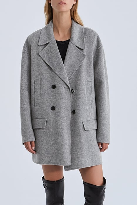 GREY MID-LENGTH COAT WITH DIAMANTE 1
