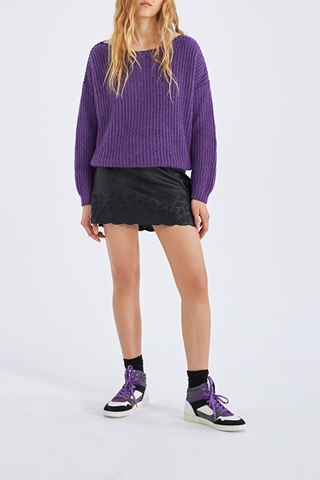 PURPLE RIBBED KNIT SWEATER WITH LUREX DETAILS 3