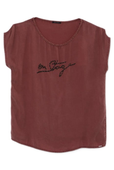 TOMETTE RED TOP WITH BEAD DECOR 4