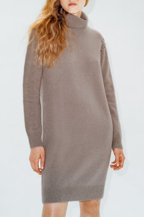 BEIGE KNIT DRESS WITH DIAMANTE ARMHOLES 7
