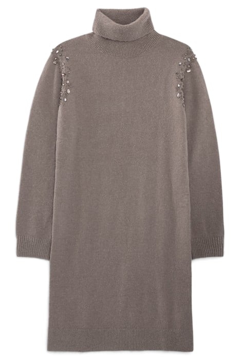BEIGE KNIT DRESS WITH DIAMANTE ARMHOLES 3