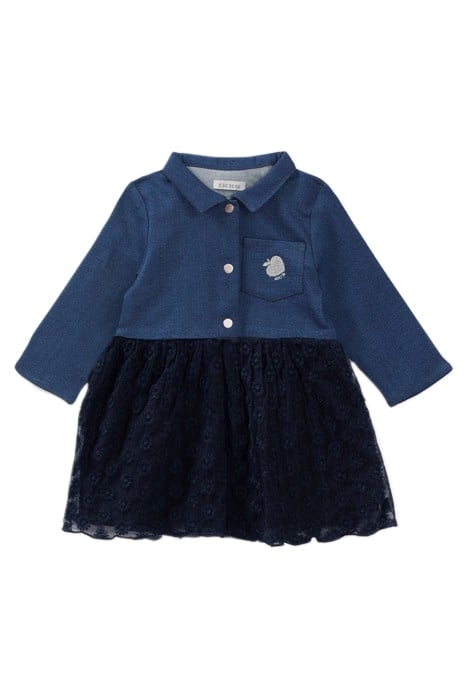 BABY GIRLS’ NAVY MIXED FABRIC TUTU DRESS 2