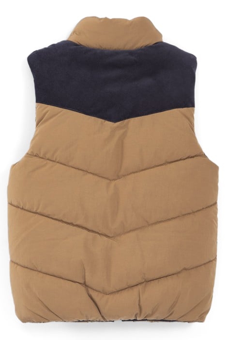 BOYS’ CAMEL AND NAVY REVERSIBLE BODYWARMER 2