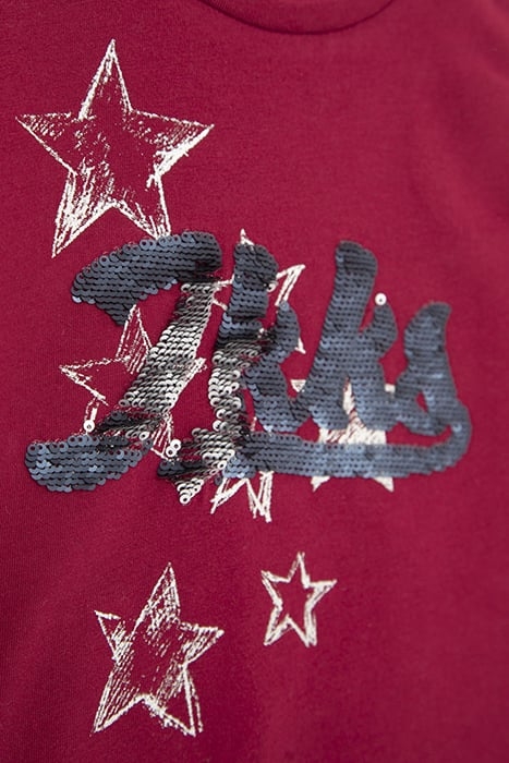 GIRLS’ BURGUNDY IKKS REVERSIBLE SEQUIN T-SHIRT 6